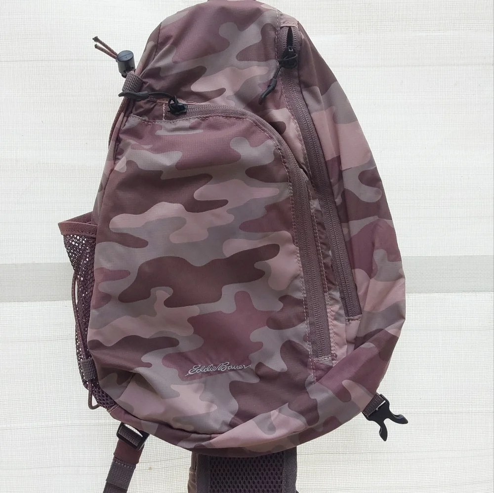 Eddie Bauer Camo 1 Shoulder Backpack Shades Of Pink - Picture 1 of 3